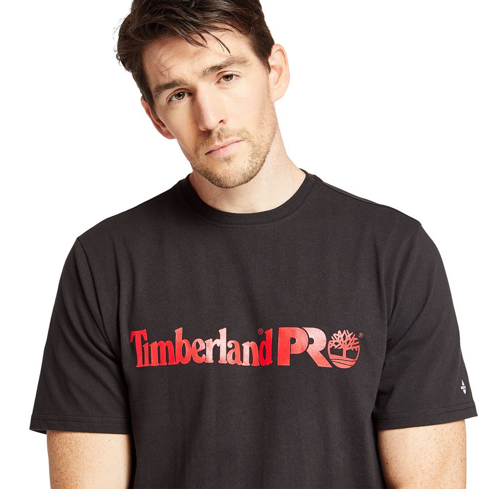Camisetas Timberland Hombre Pro® Manga Corta Base Plate Wicking Logo Negras - Chile DFV-590431